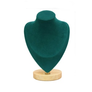 Bust prezentare lanturi si pandantive din lemn si catifea fină verde smarald WZ4722M - Img 1