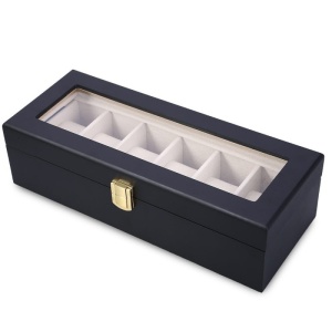 Caseta Depozitare Ceasuri PREMIUM Cu 6 Spatii Lemn Negru - SKW40N - Img 4