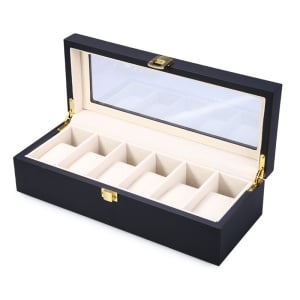 Caseta Depozitare Ceasuri PREMIUM Cu 6 Spatii Lemn Negru - SKW40N - Img 7