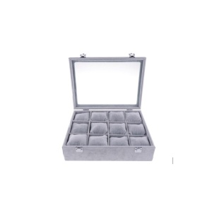 Caseta Gri / Neagra pentru prezentare ceasuri si bijuterii cu 12 spatii WZ4588 - Img 3