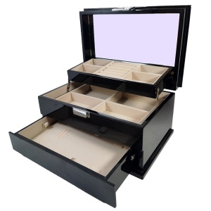Casetă pentru bijuterii din lemn cu oglindă PREMIUM WZ2574