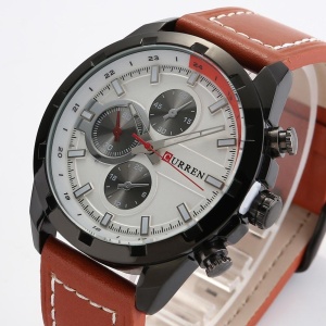 Ceas CURREN 8216 – Business Casual – Carcasă Aliaj Negru 38 mm – Cadran Alb – Curea Piele - Img 2