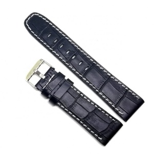 Curea Ceas „Cross-Grain” C3025 – Piele Naturală Neagră cu Textură Modernă (18mm - 24mm)