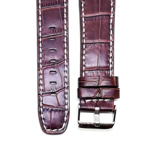 Curea Ceas „Cross-Grain Sport” C3025 – Piele Maro cu Cusătură Albă Contrastantă (18mm - 24mm) - Img 2