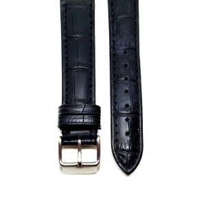 Curea Ceas „Essential Black” 9C1-B – Piele Naturală, Cusătură Neagră (18mm - 24mm) - Img 2