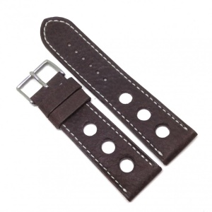 Curea Ceas „Fleurus Paris” – Piele Vițel Maro Închis, Design Perforat Rally (20mm - 24mm)