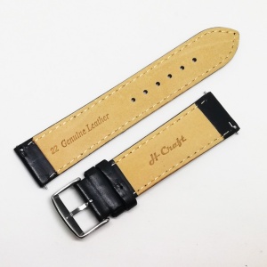 Curea Ceas „Obsidian Classic” 2T3 – Piele Naturală Neagră cu Cusătură Asortată (18mm - 24mm) - Img 2