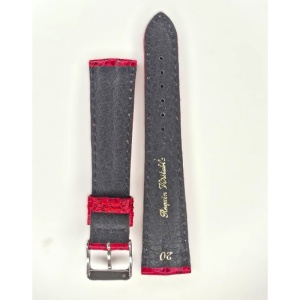 Curea Ceas „Red Shark” WZ2898 – Piele Veritabilă de Rechin, Roșu Mat (12mm - 22mm) - Img 2