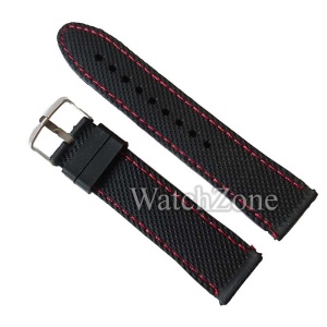 Curea ceas 22mm neagra cusatura rosie silicon WZ1424