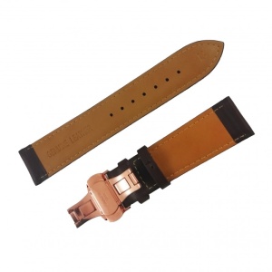 Curea ceas din piele maro Deployant auriu-roze 14mm 16mm 18mm 20mm 22mm 24mm - Img 4