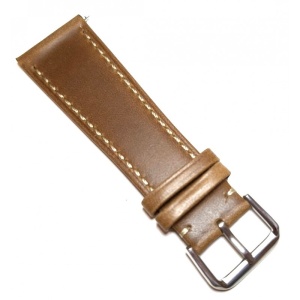 Curea Ceas din Piele Naturală Maro Deschis – Eleganță Clasică și Cusătură Crem Contrastantă - Img 2