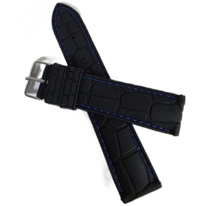 Curea Ceas din Silicon Premium – Neagră cu Cusătură Albastră (20mm, 22mm, 24mm) - Img 3