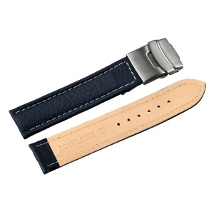 Curea Ceas Piele Naturala Albastra Deployant Cusatura Alba 16mm 18mm 20mm 22mm 24mm 8162302001 - Img 4