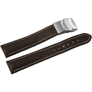 Curea Ceas Piele Naturala Bizonata Maro Deployant Cusatura Alba 16mm - 24mm 8162712001