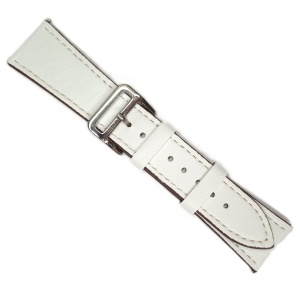 Curea Ceas Piele Naturală Două Straturi – Albă – Quick Release – 22 mm Telescop / 14 mm Cataramă