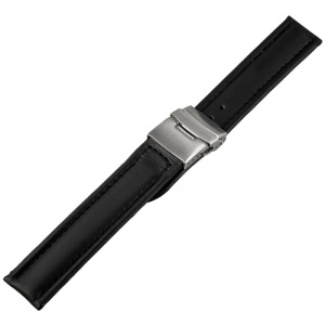 Curea Ceas Piele Naturala Neagra Semilucioasa Deployant 16mm - 24mm 816210100018 - Img 2
