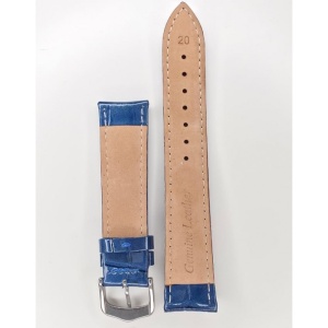 Curea Ceas Premium – Piele Naturală Albastră, Imprimeu Crocodil - Img 2