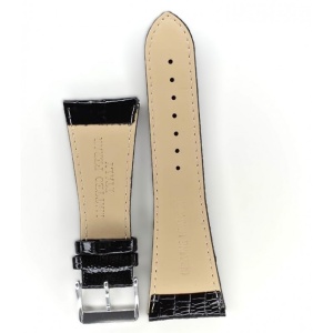 Curea Ceas Premium 30mm – Piele Neagră Lucioasă cu Cataramă Aurie - Img 3