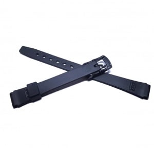 Curea Ceas Q&Q din Silicon Negru – 12 mm – Lungime M – Cataramă Neagră - Img 2