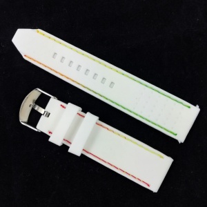 Curea Ceas Silicon Albă Cusătură Multicoloră 22mm | Design Vibrant | Cataramă Oțel - Img 4