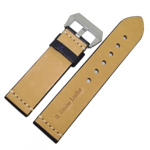 Curea de ceas Bleumarin din piele naturala, cusatura Alba - 24mm - WZ4015 - Img 2