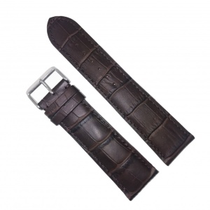 Curea de Ceas din Piele de Vițel – Maro Imprimeu Crocodil – 24/22 mm – Grosime 5 mm – Cusătură Maro