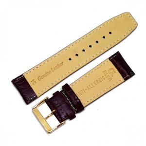 Curea de ceas din piele ecologica maro, imprimeu crocodil - 24mm - C2950 - Img 4