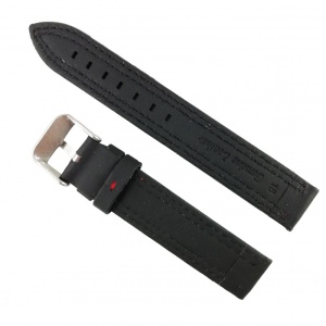 Curea de ceas din piele naturală neagră - 18mm WZ2876 - Img 2