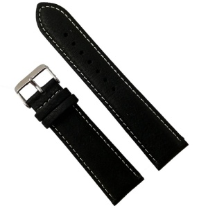Curea de ceas din piele naturala neagra - 22mm WZ2894