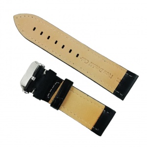Curea de ceas din piele naturală Neagra - 24mm WZ2886 - Img 2