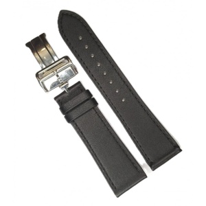 Curea de Ceas din Piele Neagră – 22 mm – Lungime M – Sistem Deployant – Inspirat Hermès