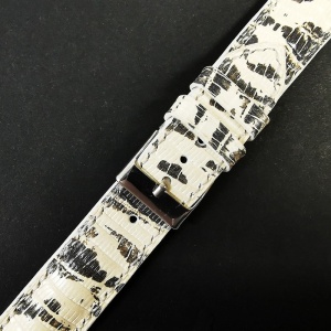 Curea de ceas Dracori Handmade din piele naturala Alb cu Negru 20mm WZ4571 - Img 4