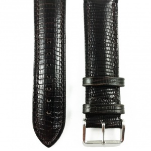 Curea de ceas Maro-inchis din piele naturala cu imprimeu soparla - 22mm - WZ3422 - Img 2