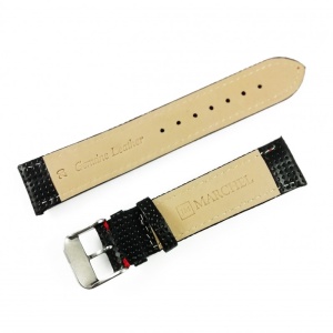 Curea de ceas Neagra cu gaurele din piele naturala - 20mm, 22mm, 24mm - WZ3416 - Img 4