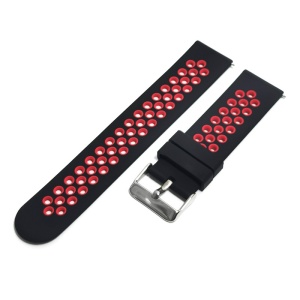 Curea de ceas Neagra cu Rosu din Silicon 22mm WZ5360 - Img 2