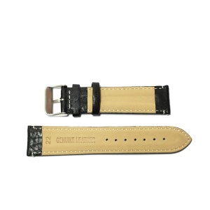 Curea de ceas Neagra din piele naturala, cusatura Alba 22mm GR236 - Img 3