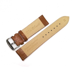 Curea de ceas - Piele Naturala - Antialergica - Maro Deschis - Imprimeu Crocodil - 14mm, 16mm, 20mm, 22mm, 24mm - WZ3800 - Img 2