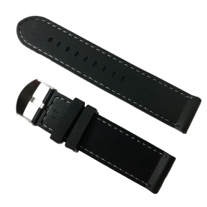 Curea Neagră Silicon, cusătură albă - 22mm - Img 2