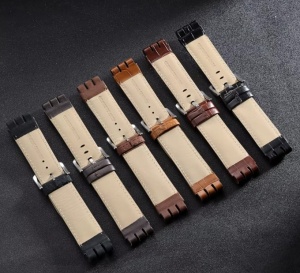 Curea Piele de Vițel pentru Swatch IRONY – 23 mm – Model Bambus – Negru, Maro, Maro Deschis – Cataramă Oțel - Img 5