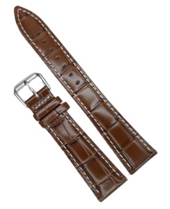 Curea Piele Naturală Maro – Imprimeu Crocodil – 18/20/22 mm - Lungime XL (135+80 mm)