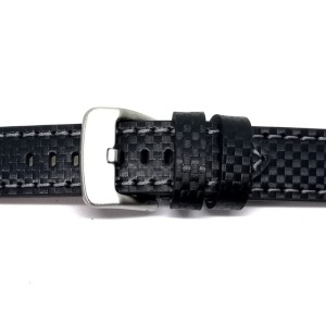 Curea Piele Naturală Neagră cu Imprimeu Carbon – Cusătură Gri – 22/24 mm - Img 5