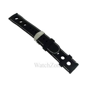Curea Silicon cu Deployant Neagra Cusatura Alba 22mm WZ1583 - Img 2