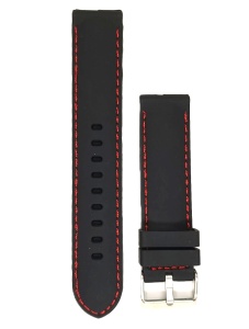 Curea Silicon Neagră cu Cusătură Roșie – 20/22 mm – Grosime 3 mm - Img 3