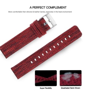 Curea Universală Nylon Țesut pentru Smartwatch – 18/20/22 mm – 8 Culori – Respirabilă – Cataramă Argintie - Img 12
