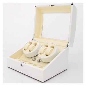 Cutie Intoarcere Ceasuri Watch Winder 4 + 6 spatii din lemn ALB WW46W