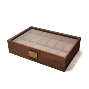Cutie pentru ceasuri Coffee Brown cu 12 spatii - Img 2