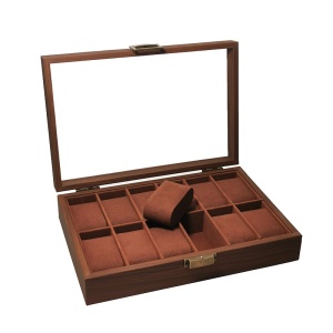 Cutie pentru ceasuri Coffee Brown cu 12 spatii - Img 3