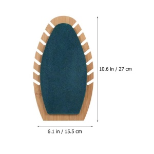 Expozor Lemn Tip Frunză pentru Lanțuri și Coliere – Catifea Verde – 7 Spații – 27 x 15,5 cm – SM5258 - Img 3