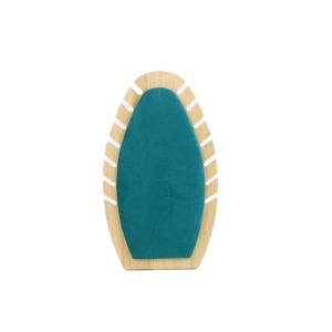 Expozor Lemn Tip Frunză pentru Lanțuri și Coliere – Catifea Verde – 7 Spații – 27 x 15,5 cm – SM5258 - Img 5
