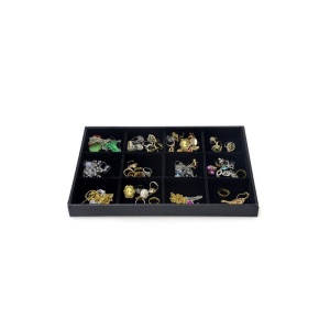Expozor / Organizator Bijuterii din Catifea Negru / Gri - 23cm - 12 spatii - WZ1446
